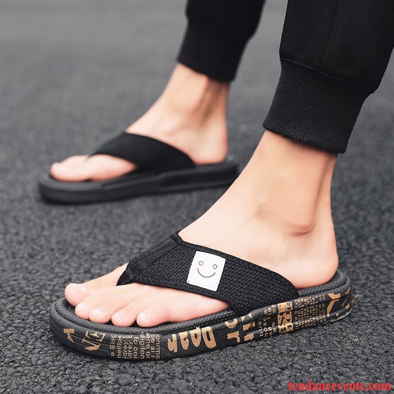 Chaussons Tongs Homme Plage Personnalité Mode Tendance Été Noir