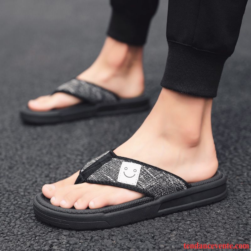 Chaussons Tongs Homme Plage Personnalité Mode Tendance Été Noir