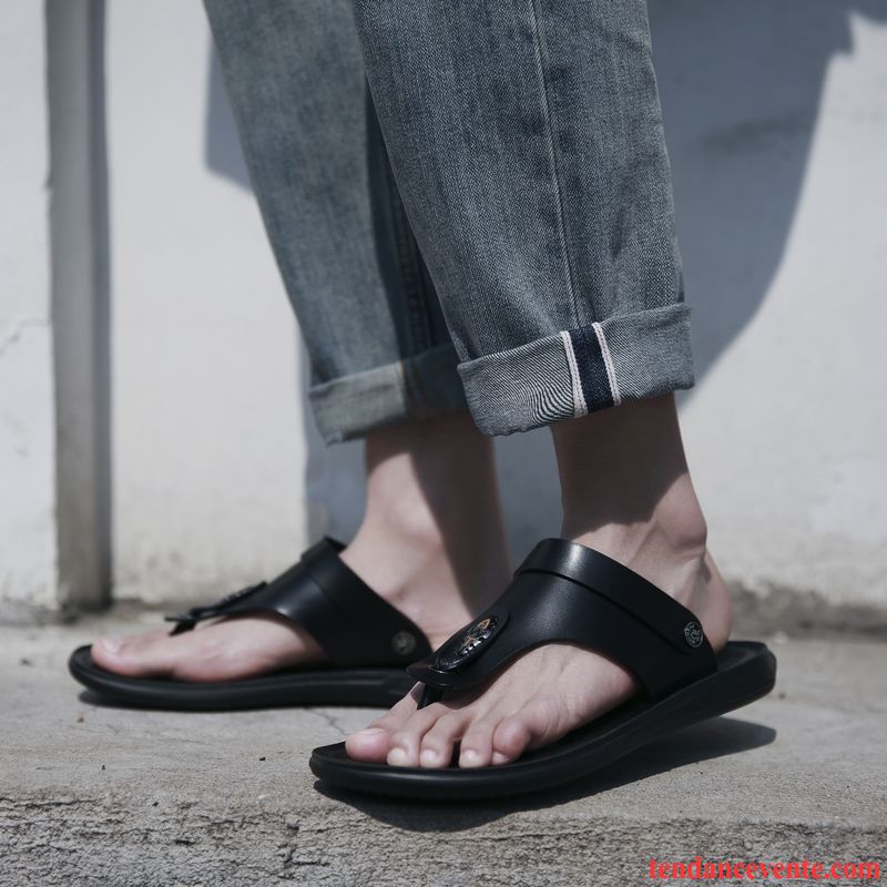 Chaussons Tongs Homme Plage Sandales Décontractée Été Tendance Respirant Blanc