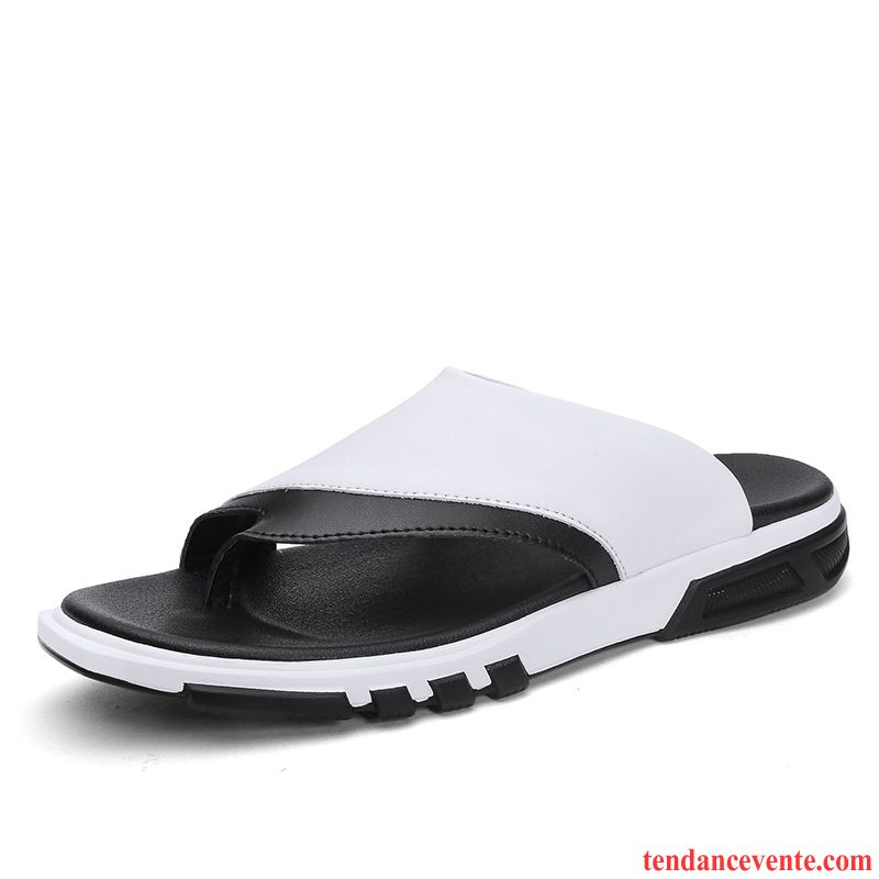 Chaussons Tongs Homme Plage Sandales Tous Les Assortis Sport Été En Cuir Noir