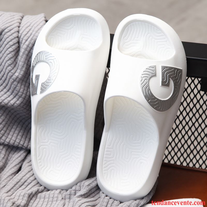 Chaussons Tongs Homme Semelle Doux Antidérapant Fantaisie Femme Été Confortable Blanc