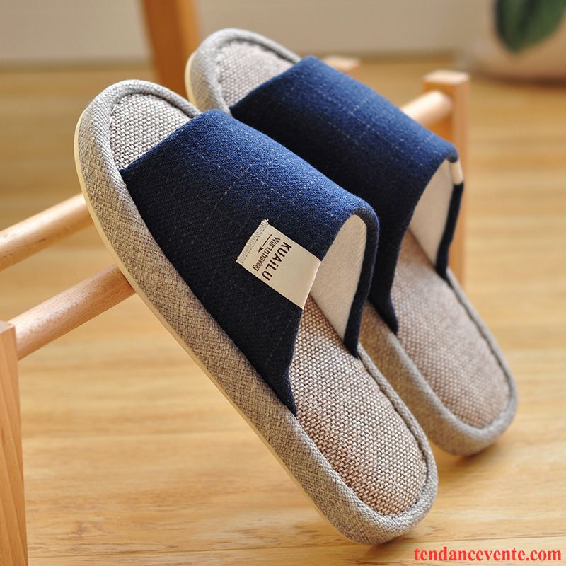 Chaussons Tongs Homme Semelle Doux Semelle Épaisse Printemps Toutes Les Saisons Matelassé Été Bleu