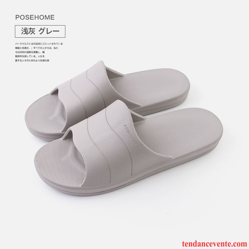 Chaussons Tongs Homme Semelle Doux Été Antidérapant Femme Fantaisie Gris