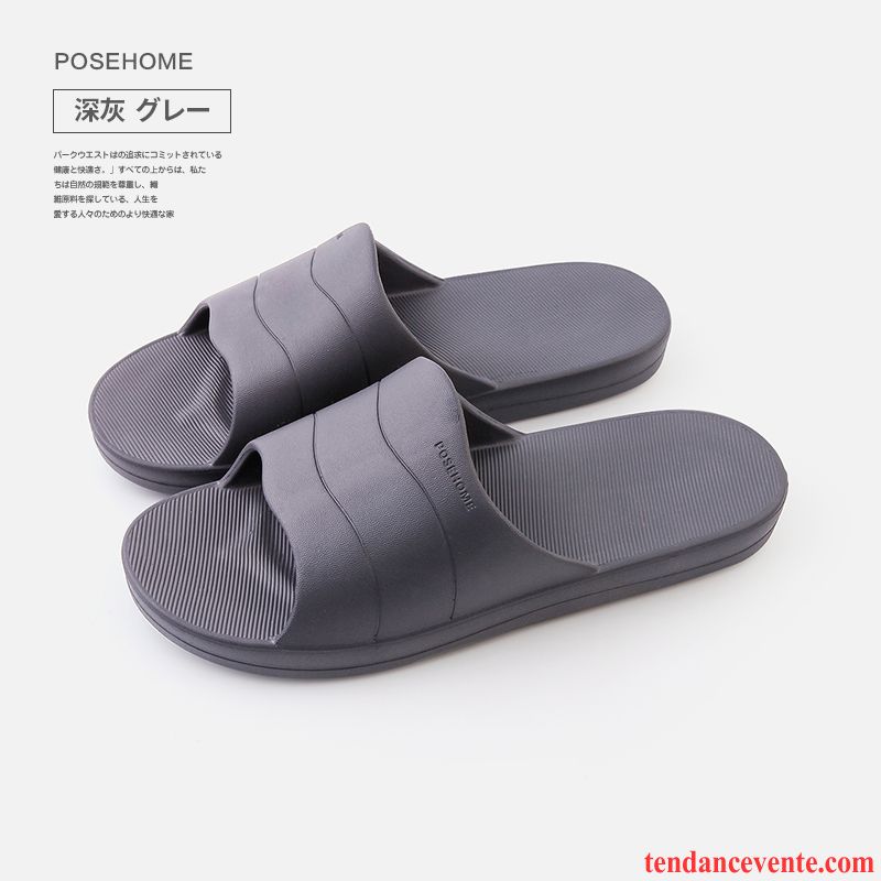 Chaussons Tongs Homme Semelle Doux Été Antidérapant Femme Fantaisie Gris