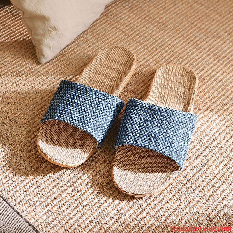 Chaussons Tongs Homme Semelle Épaisse Été Toutes Les Saisons Femme Antidérapant Semelle Doux Bleu