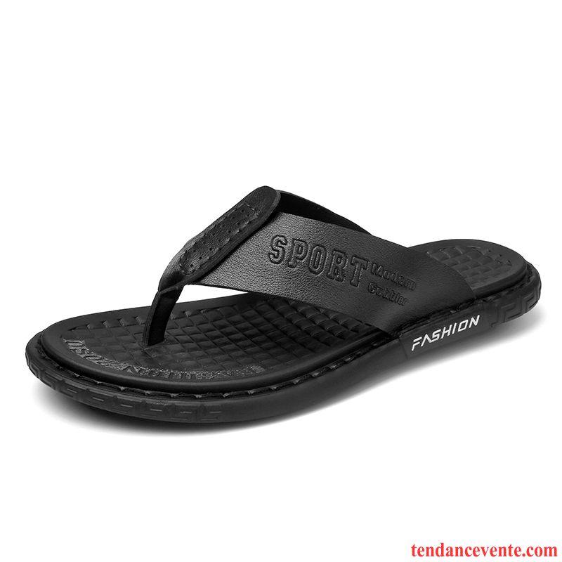 Chaussons Tongs Homme Taillissime Tendance Respirant Antidérapant Plage Décontractée Noir