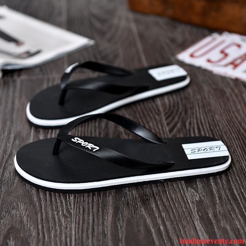 Chaussons Tongs Homme Tendance Antidérapant Léger Décontractée Plage Mode Noir