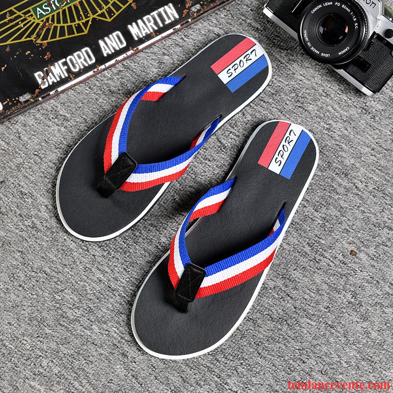 Chaussons Tongs Homme Tendance Antidérapant Léger Décontractée Plage Mode Noir