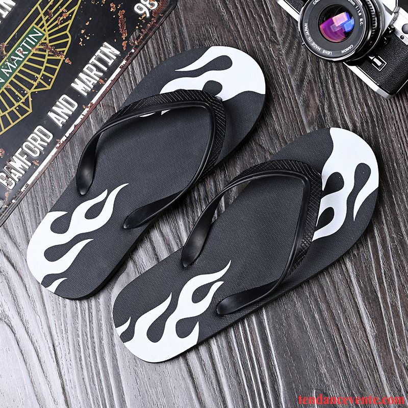 Chaussons Tongs Homme Tendance Antidérapant Léger Décontractée Plage Mode Noir