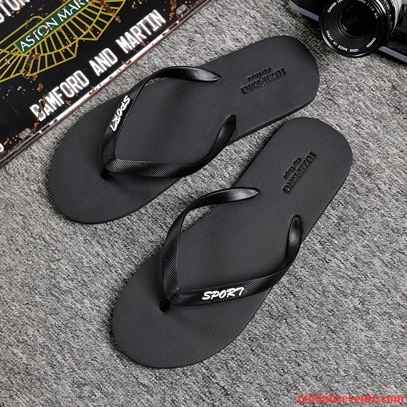 Chaussons Tongs Homme Tendance Antidérapant Léger Décontractée Plage Mode Noir