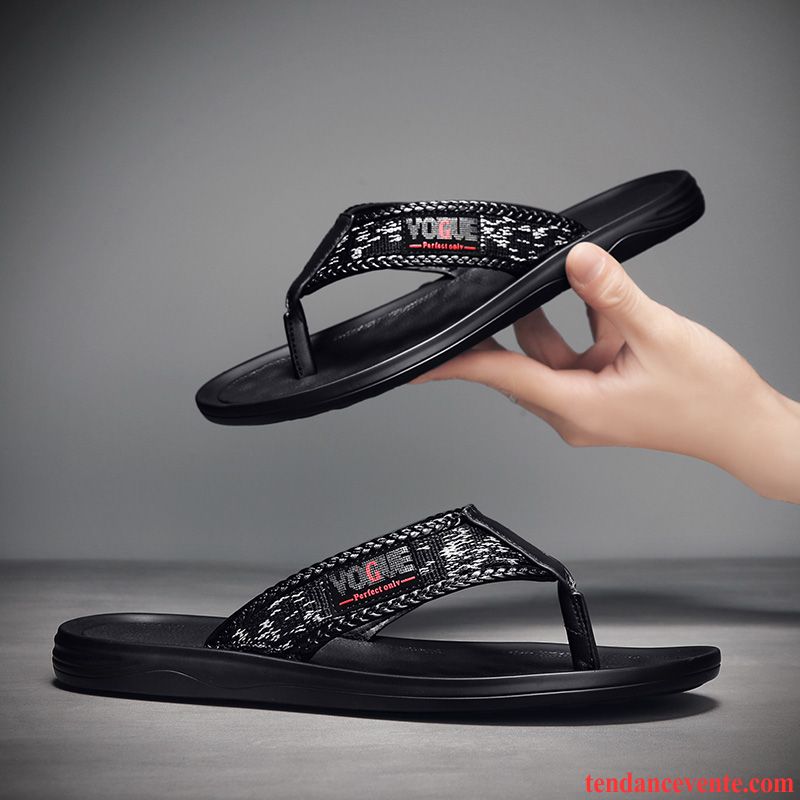 Chaussons Tongs Homme Tendance Antidérapant Mode Décontractée Été Sandales Noir