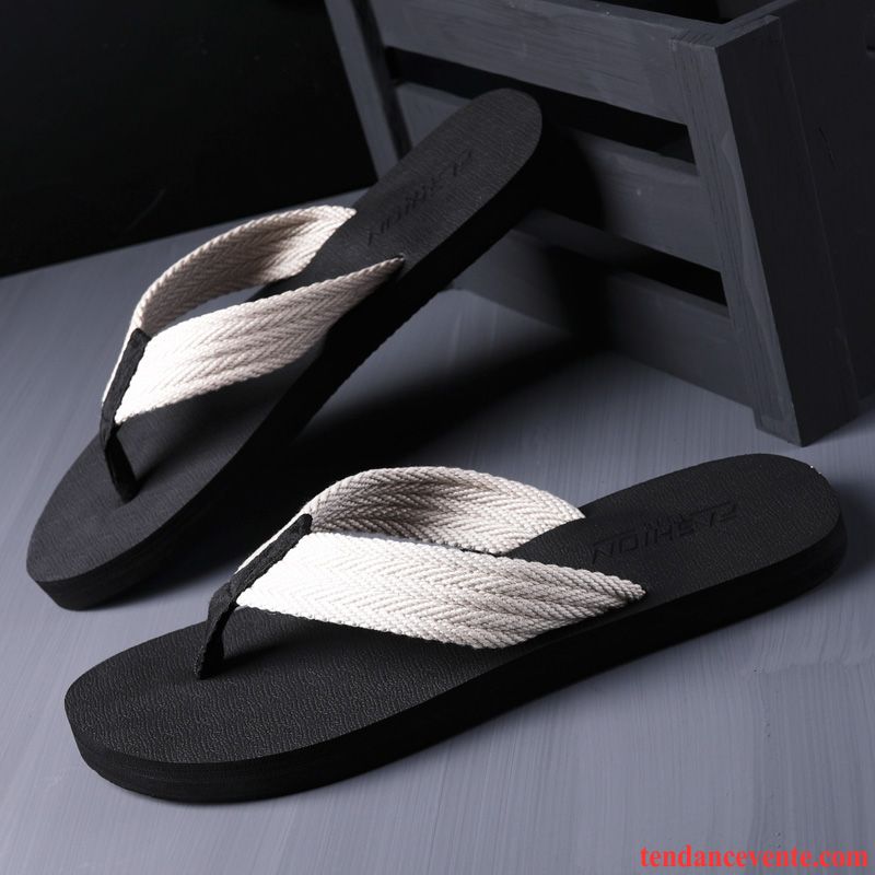 Chaussons Tongs Homme Tendance Personnalité Antidérapant Été Mode Plage Noir