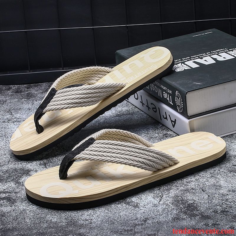 Chaussons Tongs Homme Tendance Personnalité Antidérapant Été Mode Plage Noir