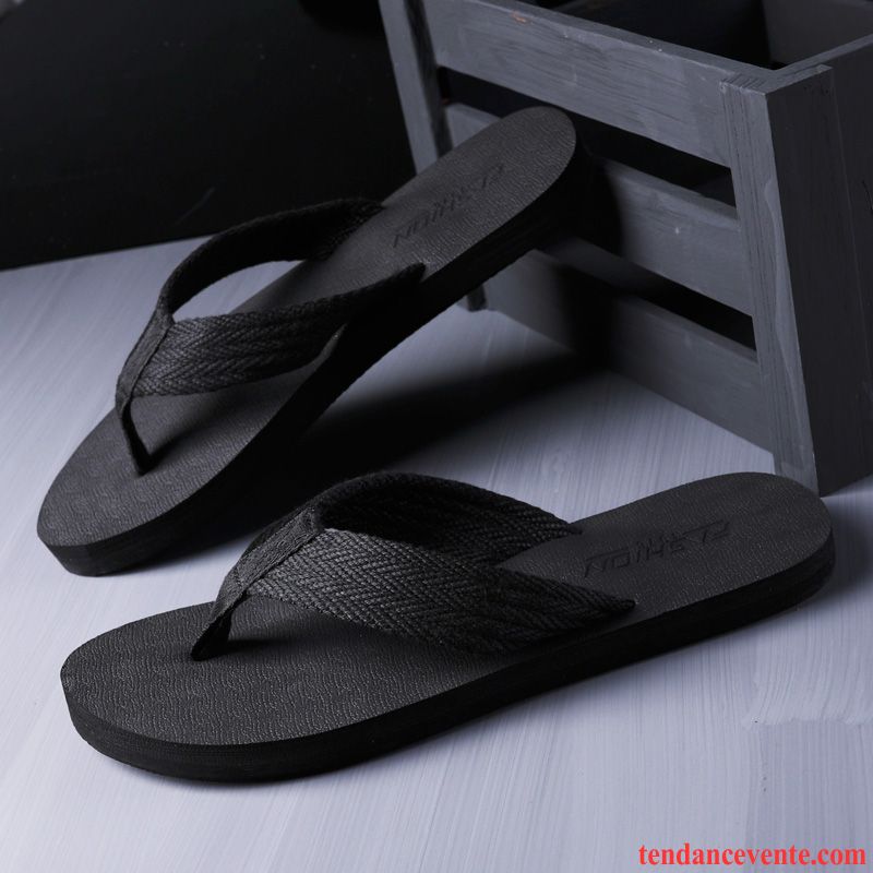 Chaussons Tongs Homme Tendance Personnalité Antidérapant Été Mode Plage Noir