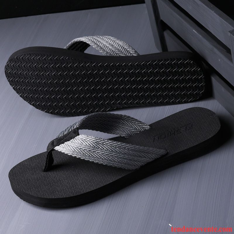 Chaussons Tongs Homme Tendance Personnalité Antidérapant Été Mode Plage Noir