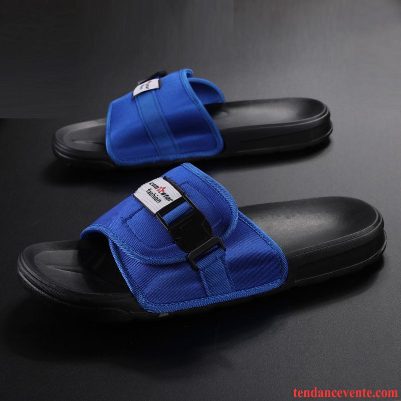 Chaussons Tongs Homme Tendance Plage Personnalité Décontractée Mode Semelle Doux Bleu