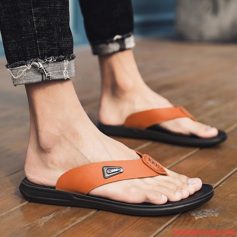 Chaussons Tongs Homme Tendance Été Décontractée Sandales Plage Personnalité Noir