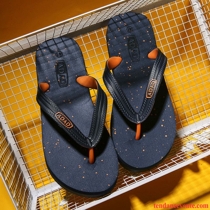 Chaussons Tongs Homme Tendance Été Mode Plage Décontractée Antidérapant Noir