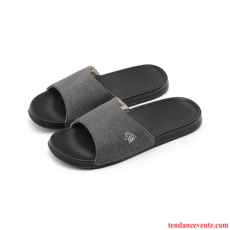 Chaussons Tongs Homme Toutes Les Saisons Femme Été Fantaisie Antidérapant Semelle Doux Noir