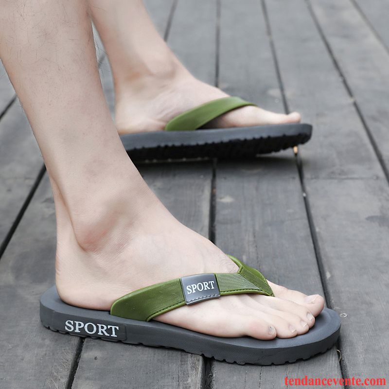 Chaussons Tongs Homme Été Décontractée Plage À Gué Tendance Vert