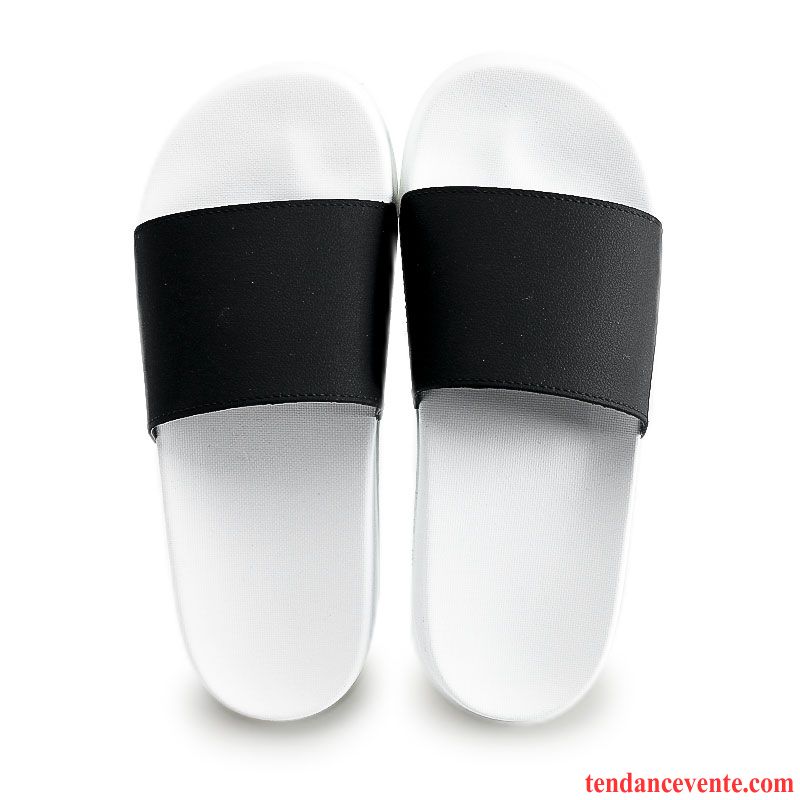 Chaussons Tongs Homme Été Fantaisie Antidérapant Femme Simple Semelle Épaisse Blanc Noir