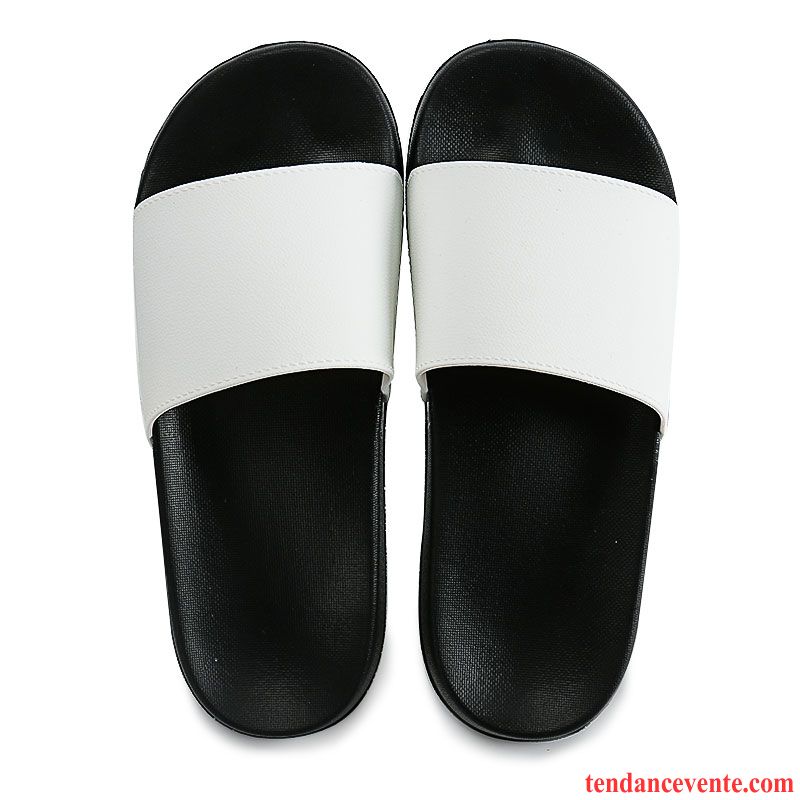 Chaussons Tongs Homme Été Fantaisie Antidérapant Femme Simple Semelle Épaisse Blanc Noir