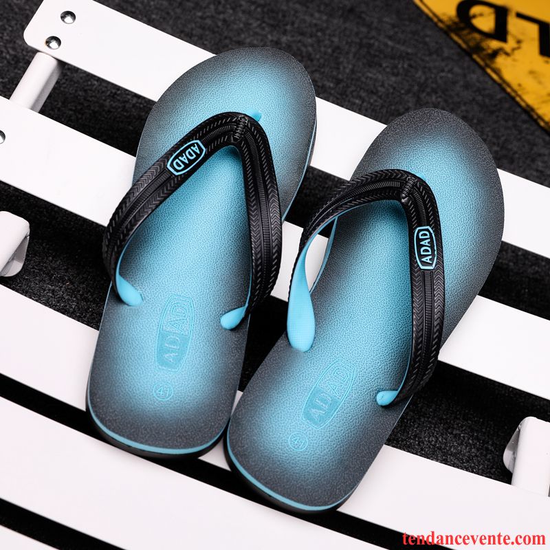 Chaussons Tongs Homme Été Personnalité Tendance Plage Semelle Doux Antidérapant Bleu