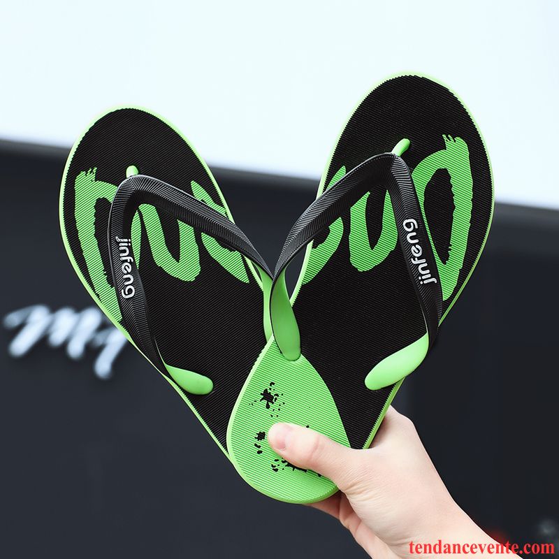 Chaussons Tongs Homme Été Plage Antidérapant Sandales Tendance Vert