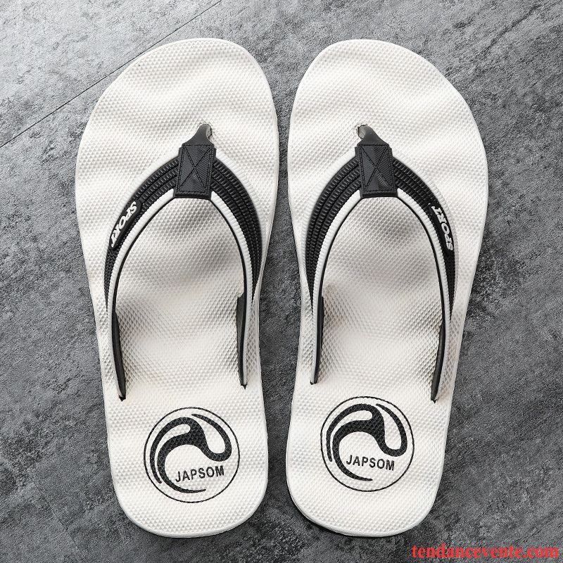 Chaussons Tongs Homme Été Plage Mode Taillissime Tendance Antidérapant Blanc