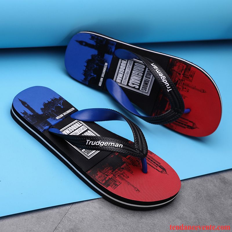 Chaussons Tongs Homme Été Plage Personnalité Mode Tendance Rouge