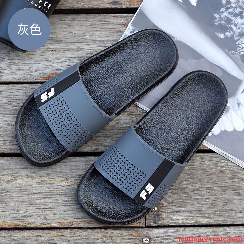 Chaussons Tongs Homme Été Respirant Antidérapant Semelle Épaisse Femme Noir