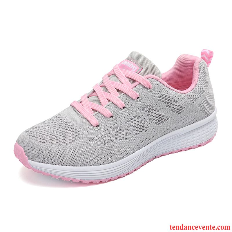 Chaussure De Running Fitness Décontractée Chaussures De Course Laçage Femme Tissage En Vol Étudiant Tous Les Assortis Respirant Plates Sport L'automne Léger Cyan Pas Cher