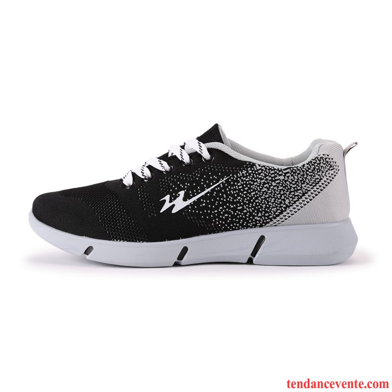 Chaussure De Running Pas Cher Léger Sport Extensible Fantaisie Hiver Ultra Semelle Doux Tissage En Vol L'automne Le Jogging Homme Femme Chaussures De Course Noir Pas Cher