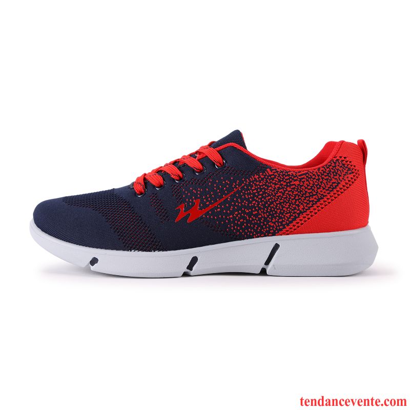 Chaussure De Running Pas Cher Léger Sport Extensible Fantaisie Hiver Ultra Semelle Doux Tissage En Vol L'automne Le Jogging Homme Femme Chaussures De Course Noir Pas Cher