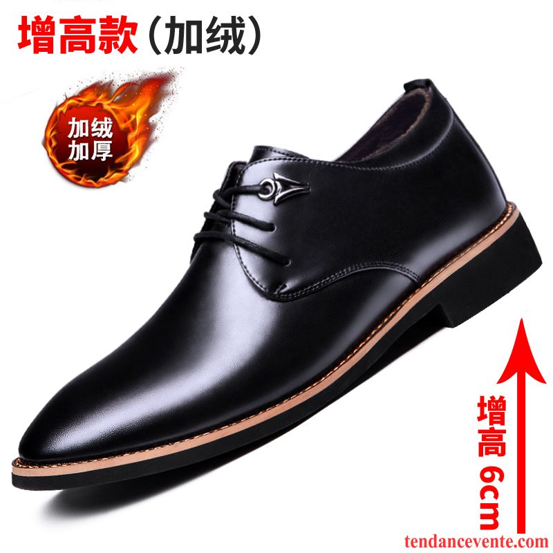 Chaussure Derbies Homme Ete Cuir Véritable Noir Angleterre Homme Printemps Pointe Pointue Augmenté Entreprise Lilas