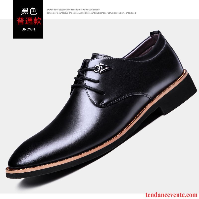 Chaussure Derbies Homme Ete Cuir Véritable Noir Angleterre Homme Printemps Pointe Pointue Augmenté Entreprise Lilas