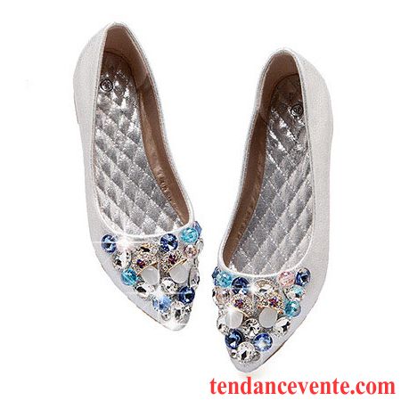 Chaussure Femme Mocassin Or Plates Derbies Décontractée Femme Chaussures De Mariage Imitation Strass Été Pointe Pointue Printemps Augmenté L'automne