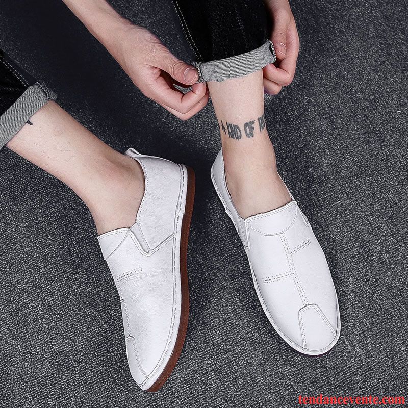 Chaussure Homme Beige Homme Slip-on Été Blanc Tendance Tous Les Assortis Paresseux Décontractée