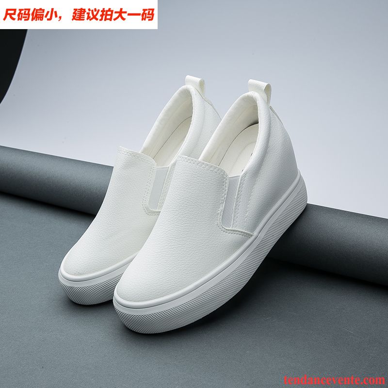 Chaussure Mocassin Femme Pas Cher Augmenté Blanc Printemps Femme Semelle Épaisse Paresseux Slip-on Pas Cher