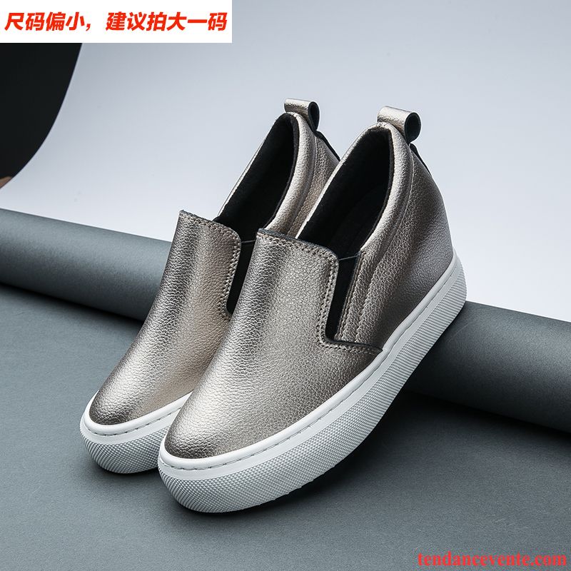 Chaussure Mocassin Femme Pas Cher Augmenté Blanc Printemps Femme Semelle Épaisse Paresseux Slip-on Pas Cher