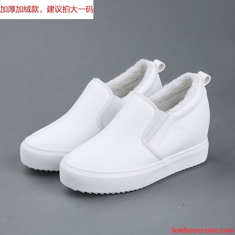 Chaussure Mocassin Femme Pas Cher Augmenté Blanc Printemps Femme Semelle Épaisse Paresseux Slip-on Pas Cher