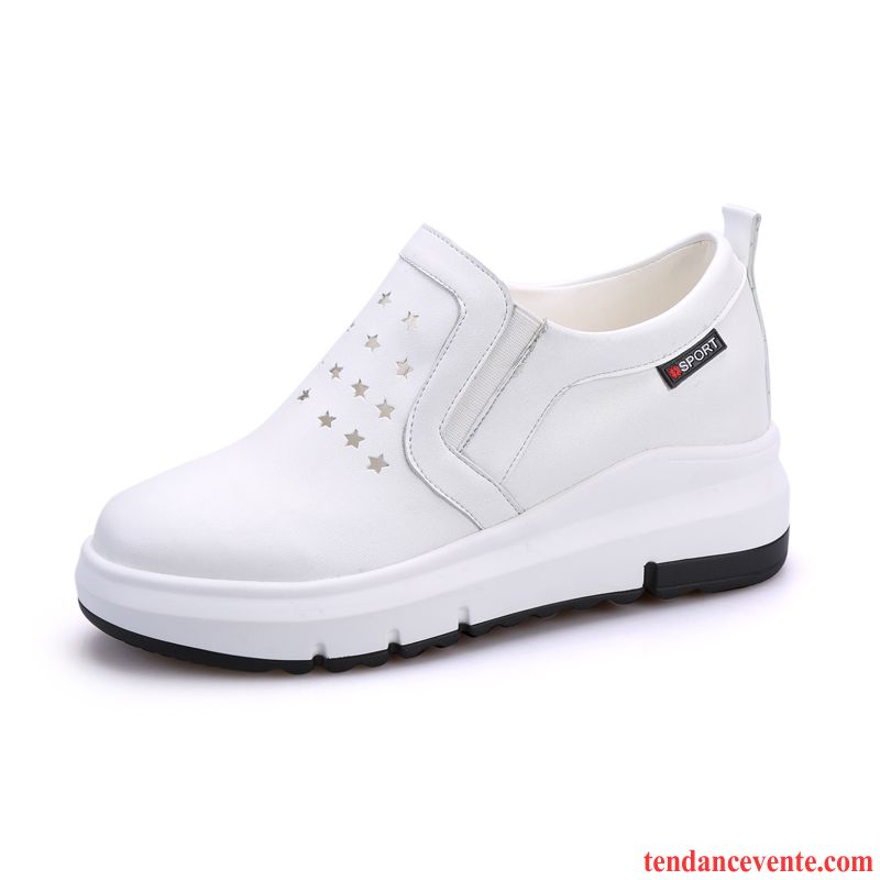 Chaussure Mocassin Femme Slip-on Femme Augmenté Blanc Printemps Derbies Semelle Épaisse L'automne