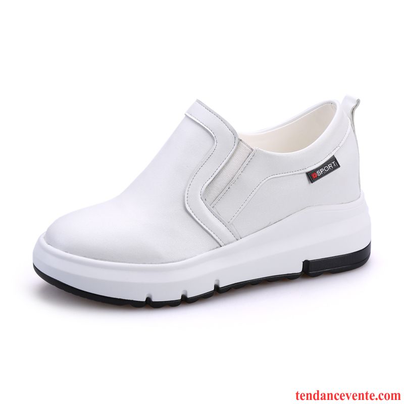 Chaussure Mocassin Femme Slip-on Femme Augmenté Blanc Printemps Derbies Semelle Épaisse L'automne