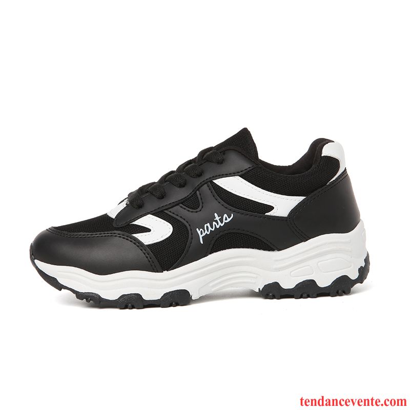 Chaussure Running De Salle Semelle Épaisse Femme En Cuir Décontractée Chaussures De Course Chaussures De Voyage Étudiant L'automne Laçage Sport Tous Les Assortis Pierre Vente