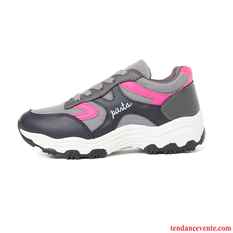 Chaussure Running De Salle Semelle Épaisse Femme En Cuir Décontractée Chaussures De Course Chaussures De Voyage Étudiant L'automne Laçage Sport Tous Les Assortis Pierre Vente