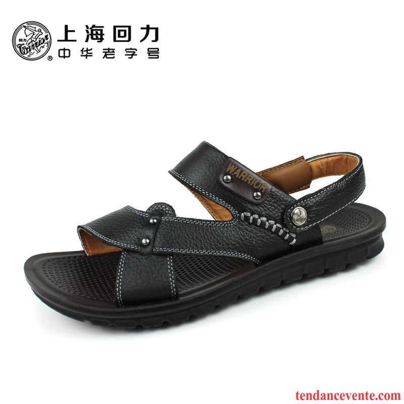 Chaussure Sandales Homme Mode Pas Cher Chaussons Été Plage Homme Respirant Cuir Dessus Cuir Marine