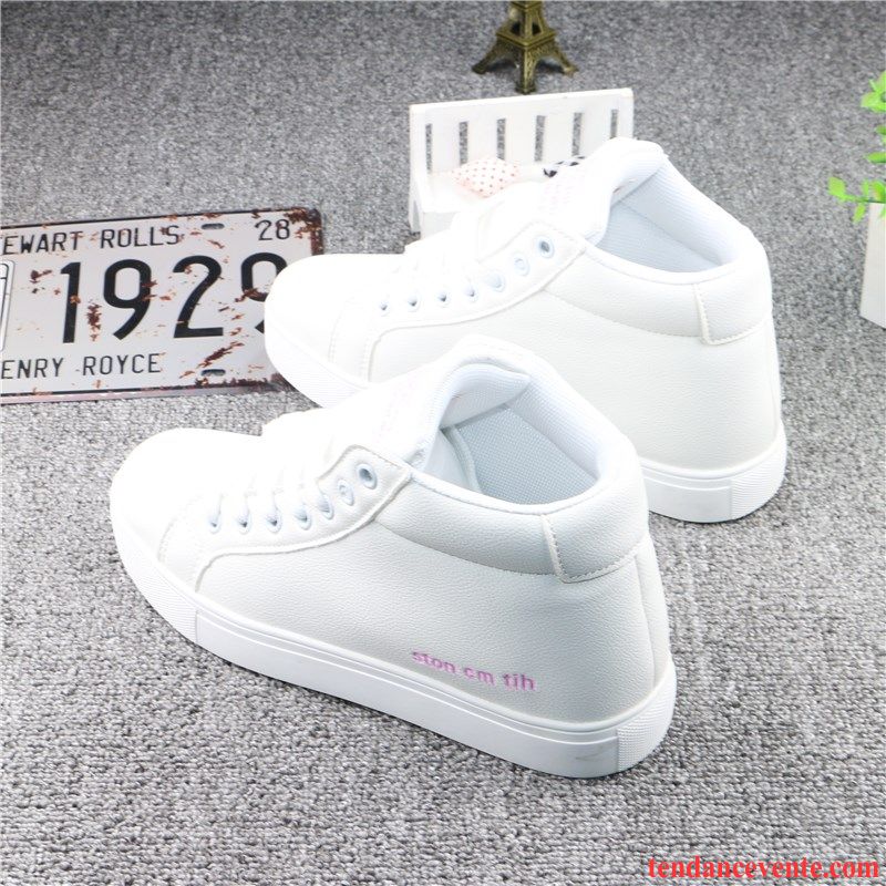 Chaussure Simili Skate Marron Décontractée Femme Tous Les Assortis Hiver Étudiant Hautes Plates Sport L'automne Laçage Blanc Violet