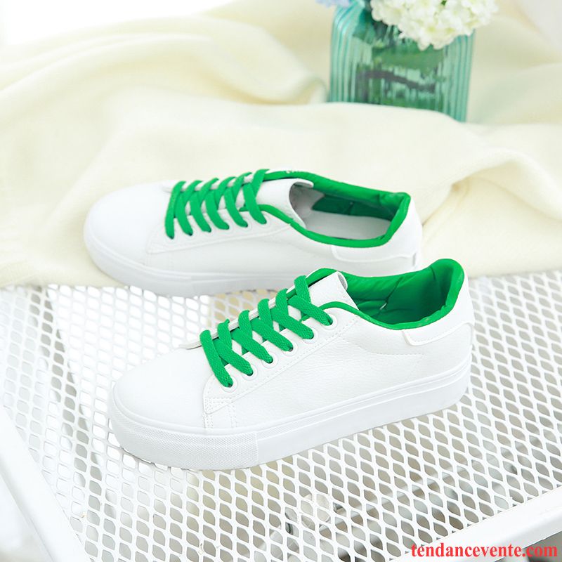 Chaussure Skate Femme Solde Étudiant Femme Blanc Décontractée Printemps Semelle Épaisse Laçage Toile Tous Les Assortis