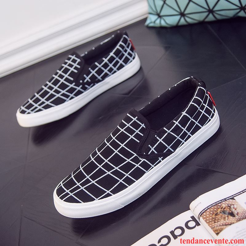 Chaussure Style Mocassin Décontractée Angleterre Slip-on Toile Printemps Personnalité Homme Imprimé Chaussures De Skate Tendance Paresseux L'automne Respirant Lavande