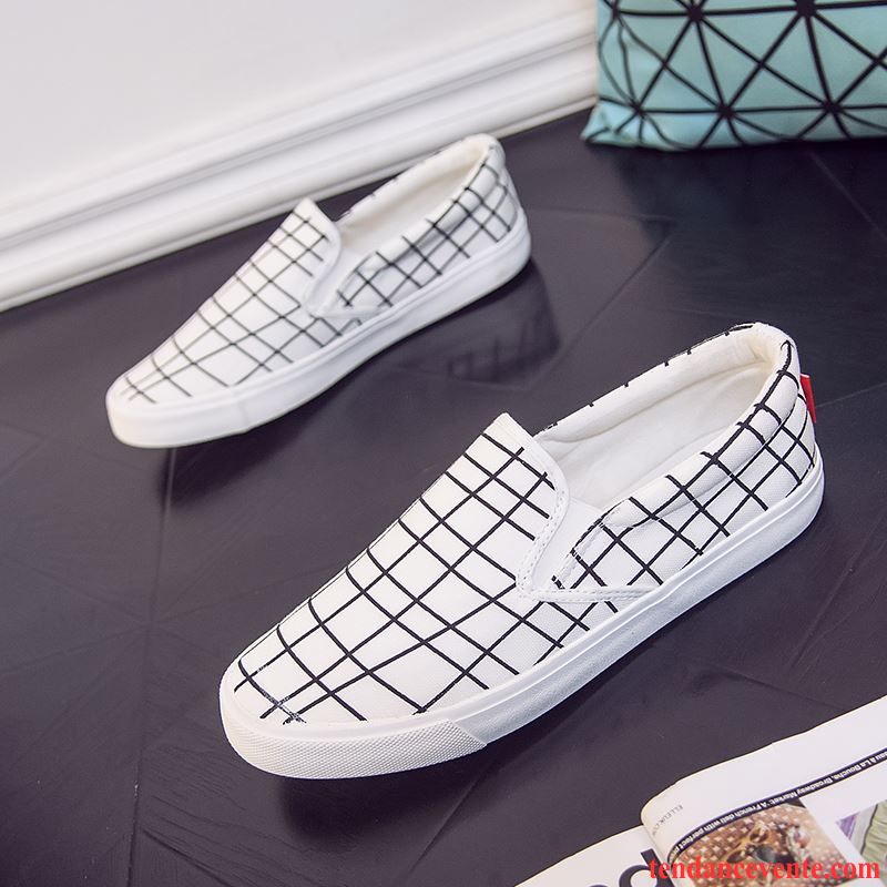 Chaussure Style Mocassin Décontractée Angleterre Slip-on Toile Printemps Personnalité Homme Imprimé Chaussures De Skate Tendance Paresseux L'automne Respirant Lavande